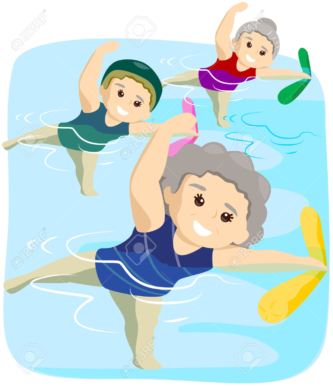 4090183 Water Exercise for Seniors with Clipping Path Stock Vector swimming